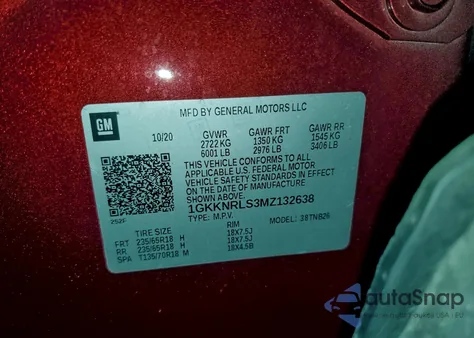 2021 GMC Acadia Sle from USA, damaged, VIN 1GKKNRLS3MZ132638